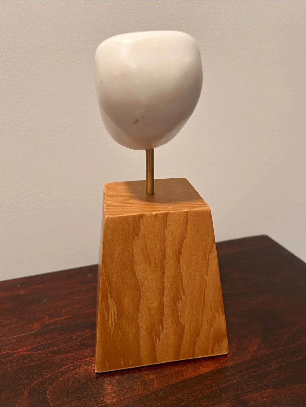 Crate & Barrel Lockhart marble bean tabletop sculpture wood brass